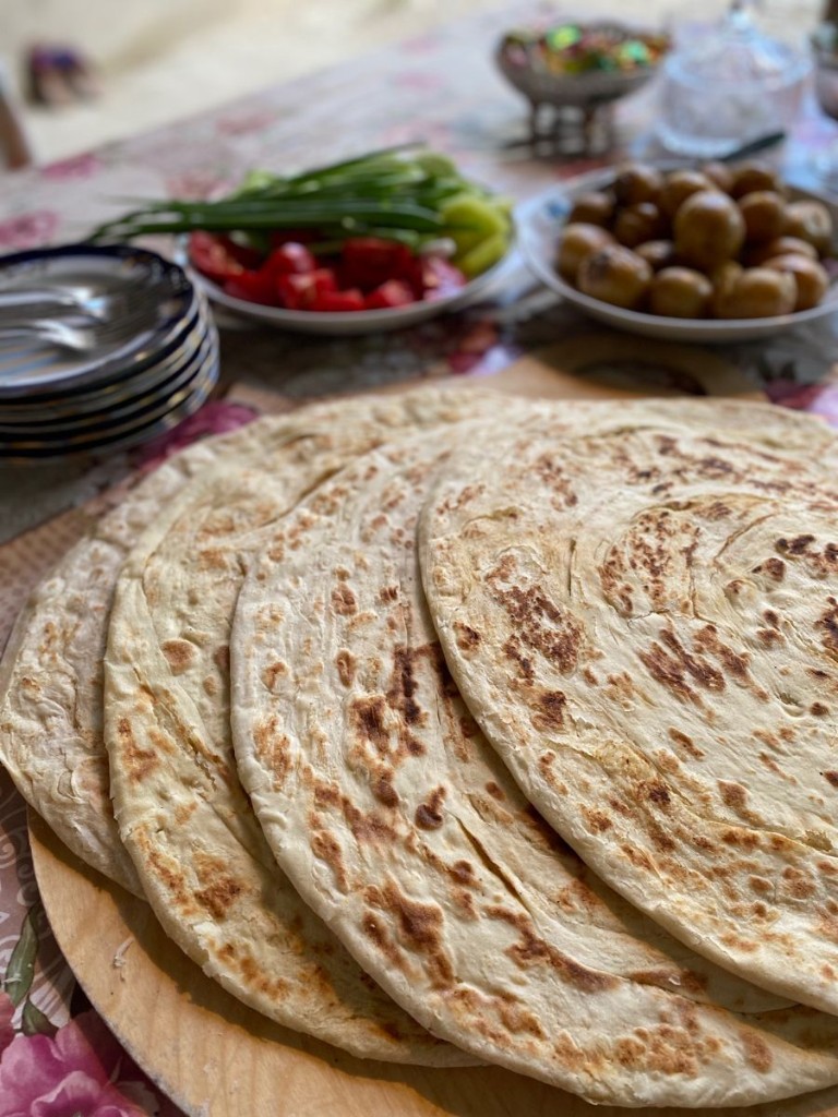 Fresh saj bread
